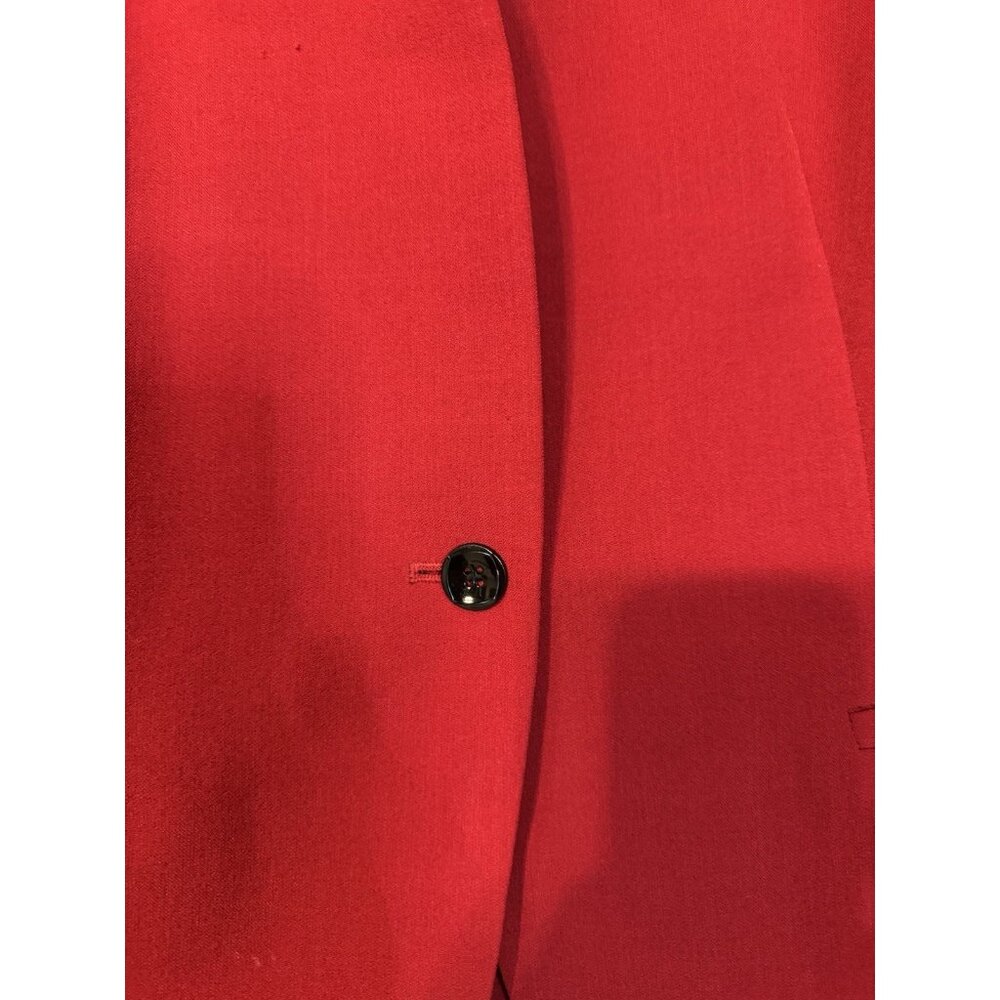 Kasper Suit Jacket Blazer 14 Red Classic 1 Button Stretch Office Career - Picture 4 of 13